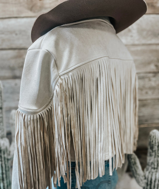 Beige Fringe Jacket