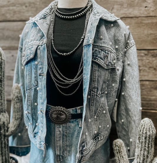 Pearl Studded Denim Jacket