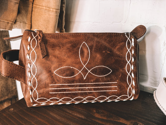 Boot Stitch Toiletry Bag (Brown)