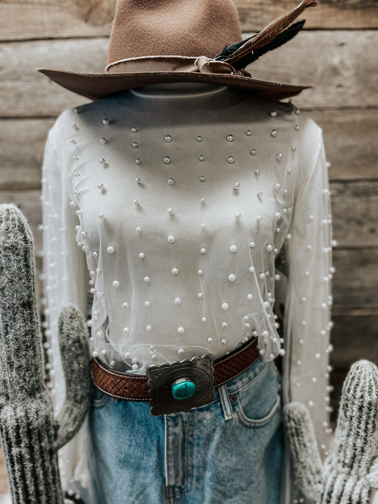 White Pearl Long Sleeve Top